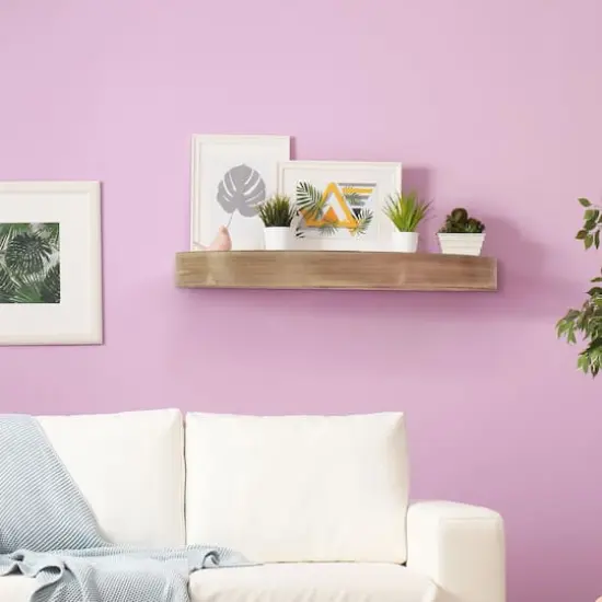 Small Brown Round Wood Floating Wall Shelf {3}