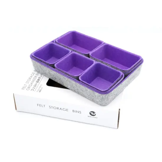 Welaxy Felt 8 Piece Drawer Organizer Tray Set Purple {8}
