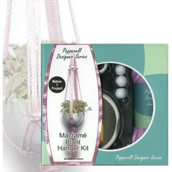 Pepperell Designer Pink Macram&eacute; Plant Hanger Kit {3}