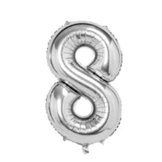 Wizardi 32" Silver Number Foil Balloon 8 {1}