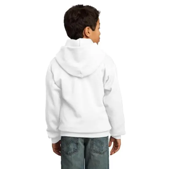 Port & Company&reg; Neutrals Youth Core Fleece Pullover Hooded Sweatshirt White {5}