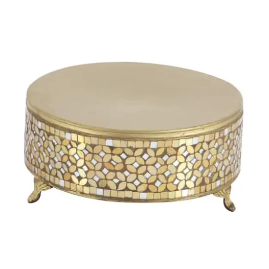 Gold Glam Round Metal & Glass Mosaic Cake Stand, 3ct. {4}