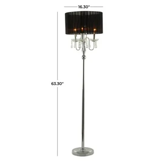 Silver Metal Floor Lamp 16" x 16" x 63" {9}