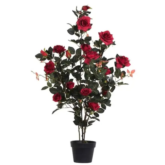 45" Artificial Red Rose Plant in Pot {1}