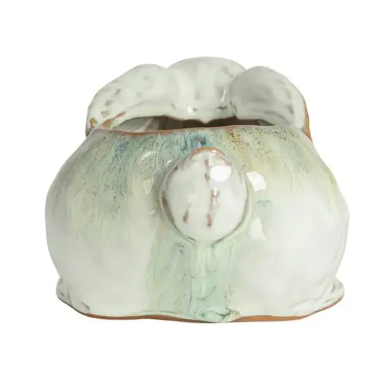 Hello Honey&reg; 8.25" White & Marine Rabbit Stoneware Planter {9}