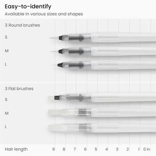 Arteza&reg; 6 Piece Assorted Tip Water Brush Pen Set {3}