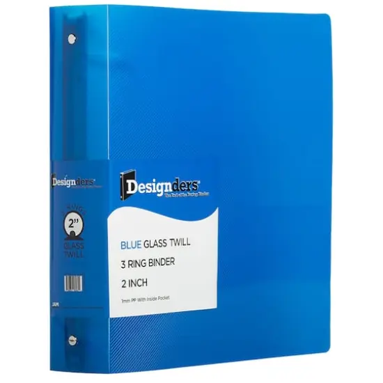 JAM Paper 2" Glass Twill Plastic 3-Ring Binder Blue {1}