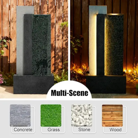 Glitzhome&reg; 38.25" Modern LED Textured Surface Outdoor Floor Fountain {6}