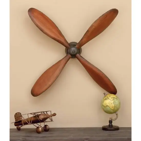 Brown Metal Industrial Propellor Wall Decor Set {9}