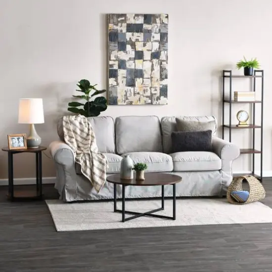 Household Essentials Jamestown 24" Round End Table Mid Century Walnut {7}