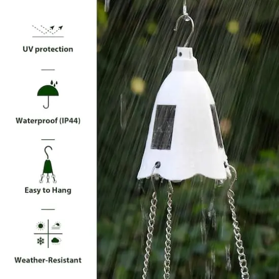 Glitzhome&reg; 30" White Solar Lighted Hanging Plastic Basket Planters, 2ct. {7}