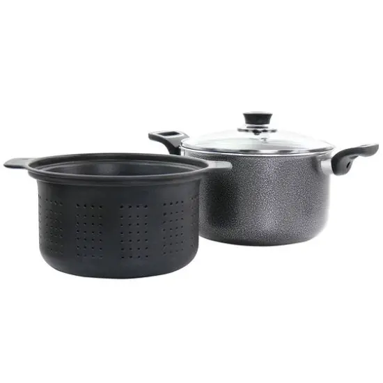 Oster Clairborne 3-Piece Charcoal Gray Aluminum Nonstick Pasta Pot with Lid {1}