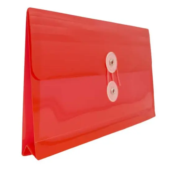 JAM Paper #10 Plastic Envelopes with Button & String Tie Closure, 12ct. Red {5}