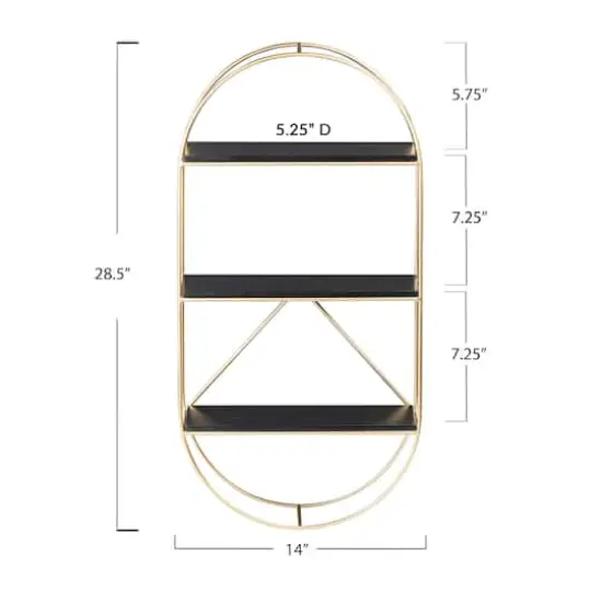 Hello Honey&reg; Metal & Wood Gold Oval Wall Shelf {8}