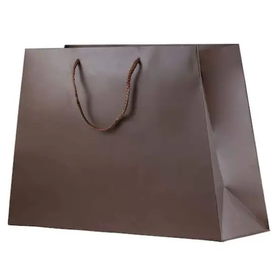 JAM Paper Matte Chocolate Brown Trapezoid Gift Bags with Rope Handles, 100ct. {4}