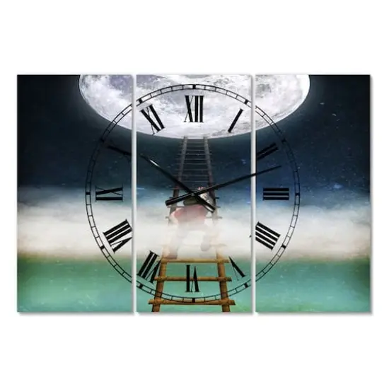 Designart Reach for the Moon Modern Multipanel Wall Clock {1}