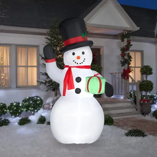 10ft. Airblown&reg; Inflatable Christmas Snowman with Gift Box {4}