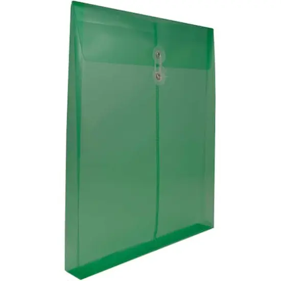 JAM Paper Letter Size Plastic Envelopes with Button & String Tie Closure, 12ct. Green {5}