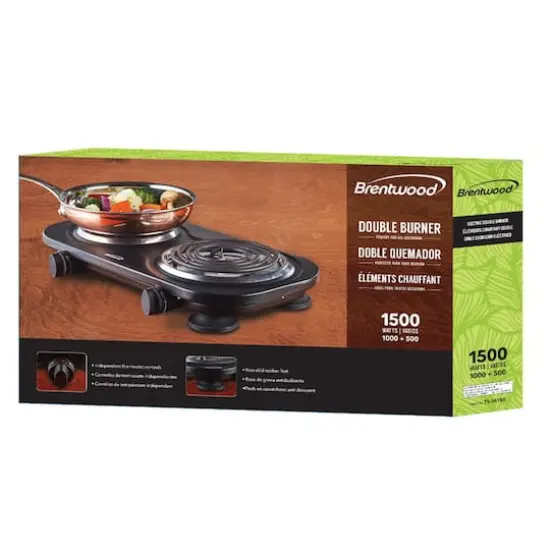 Brentwood Black 1,500 Watt Double Electric Burner {5}
