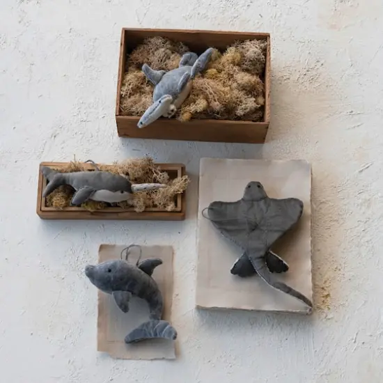 Hello Honey&reg; 6" Gray Velvet Dolphin Ornament {3}