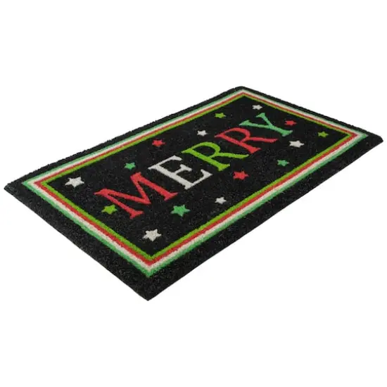 30" Black Coir Merry Christmas Doormat {4}