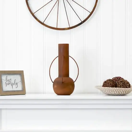 14" Rust Contemporary Metal Vase {4}