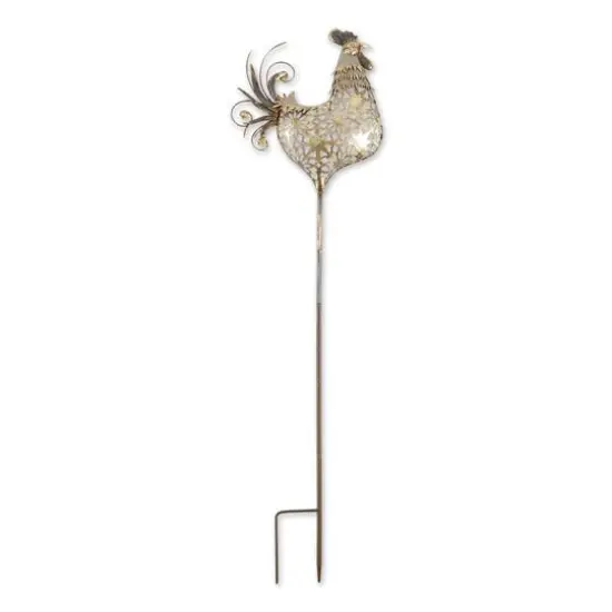 35.5" Gold Rooster Garden Stake {1}