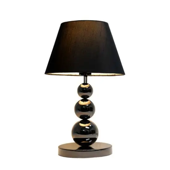Elegant Designs&trade; 19" Pearl Black Chrome Metal Three Tier Ball Lamp {3}