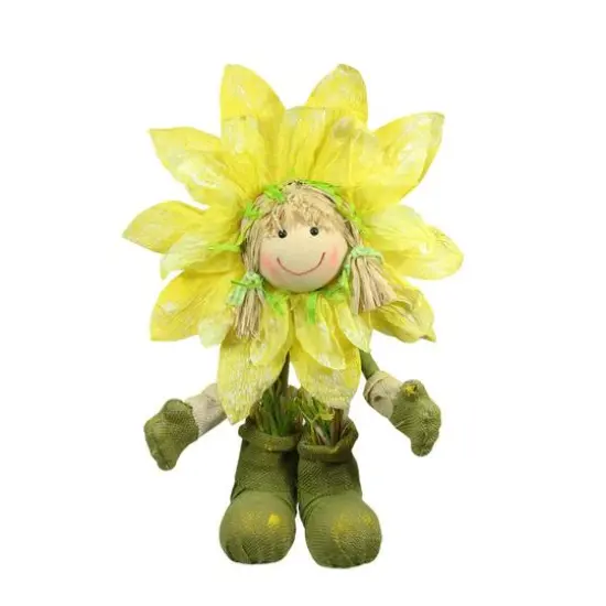 17.5" Yellow Spring Sunflower Girl Decorative Figure {1}