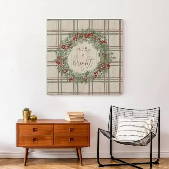 Merry & Bright Plaid Canvas Wall Art {5}