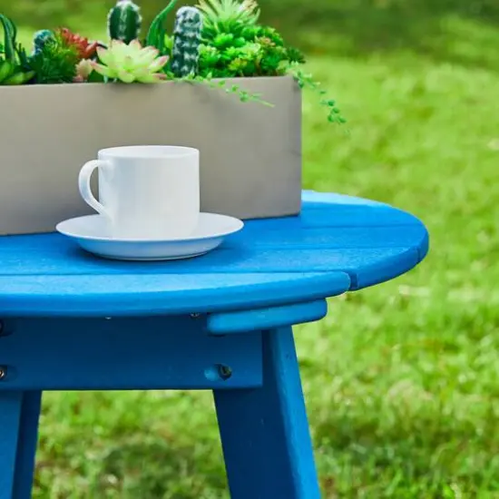Glitzhome&reg; 20" Outdoor Patio Round Side Table Pacific Blue {5}