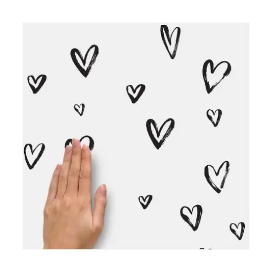 RoomMates Black Sketchy Hearts Peel & Stick Wall Decals {6}