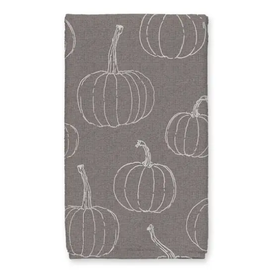 Grateful Hearts Gray Pumpkin Tea Towel Set {4}