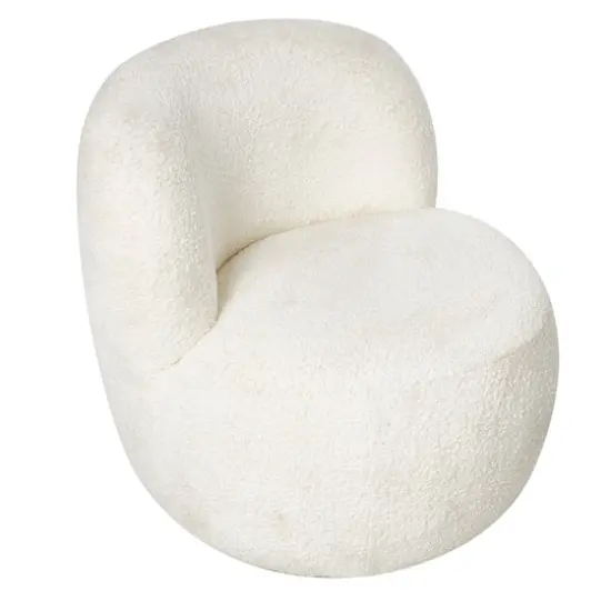White Polyester Rounded Barrel Accent Chair {5}