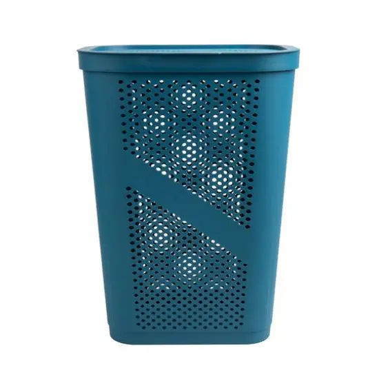 Mind Reader 60L Ventilated Slim Laundry Hamper with Cut Out Handles & Hinged Lid, 2ct. Blue {6}