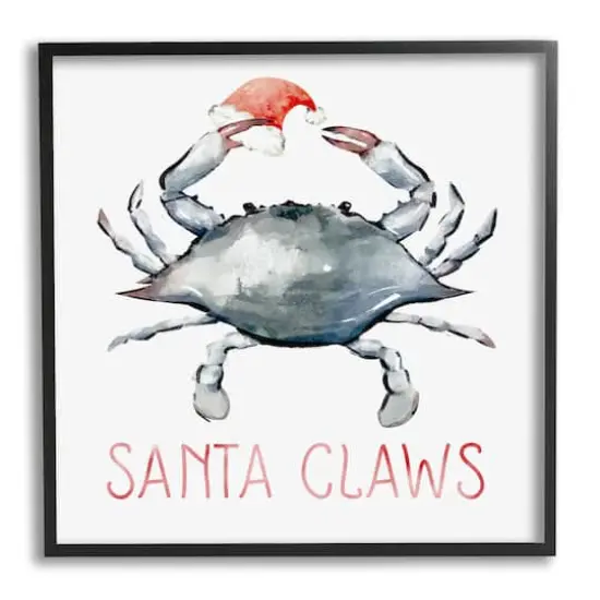 Stupell Industries Santa Claws Holiday Crab Framed Giclee Art Black {1}