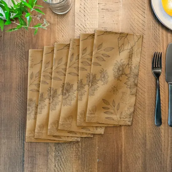 Sunflower Icons Cotton Twill Napkin Gold {4}