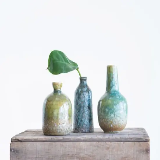 Hello Honey&reg; Green & Blue Textured Stoneware Vase Set {5}