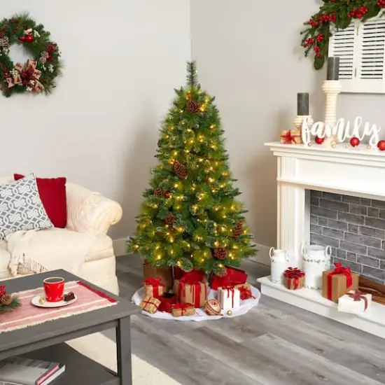 5ft. Pre-Lit Montana Mixed Pine, Pinecones & Berries Artificial Christmas Tree with Clear LED Lights {7}