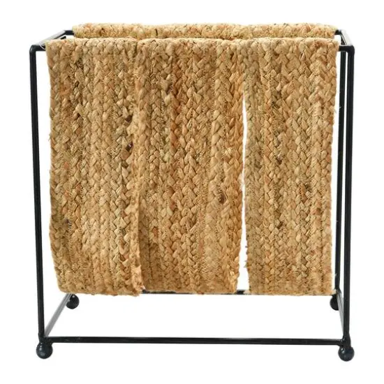 Hello Honey® Natural & Black Woven Jute & Metal Magazine Holder {12}