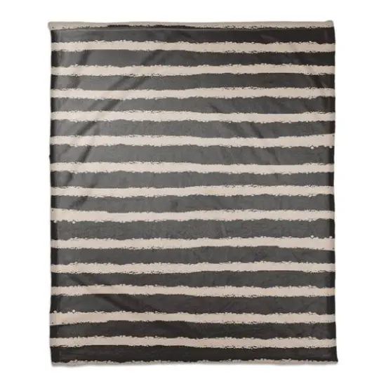 Stripes Coral Fleece Blanket Black/Pink {1}