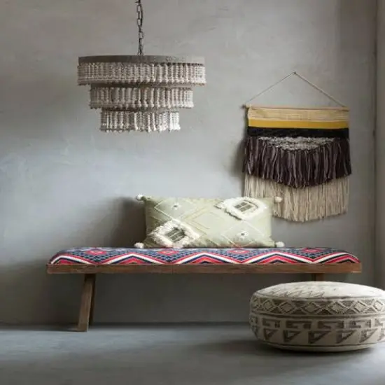 Hello Honey&reg; 20.5" Antique White 3-Tier Wood Bead Chandelier {9}