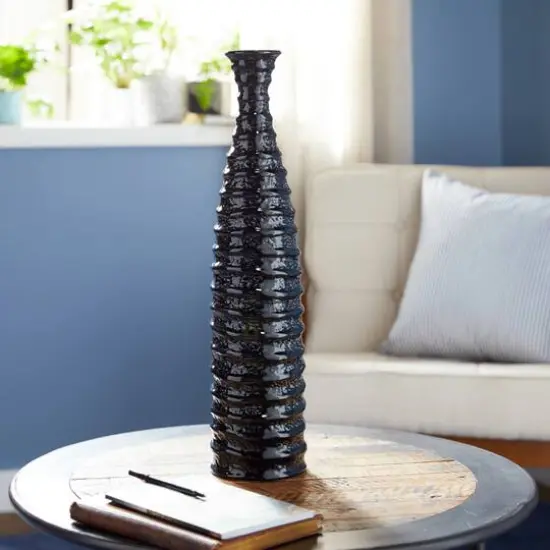 24" Black Stoneware Traditional Vase {9}