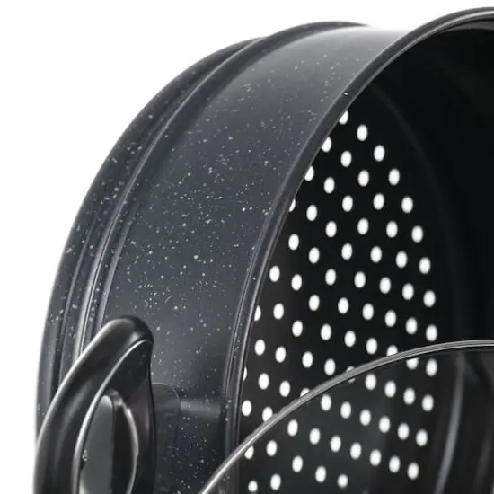 Gibson Home&reg; Leighton 3-Piece 8.5qt. Black Nonstick Steel Pasta Pot with Steamer {10}