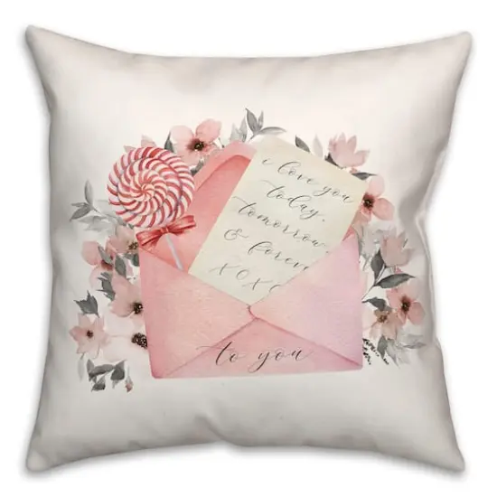 Watercolor Flowers & Love Letter Throw Pillow {1}