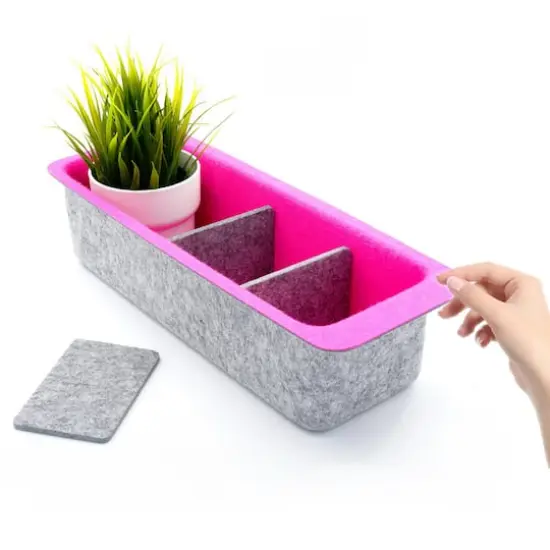 Welaxy Felt Adjustable 4 Slot Drawer Organizer Bin Hot Pink {6}