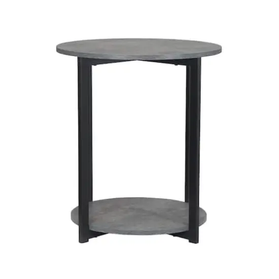 Household Essentials Jamestown 24" Round End Table Gray {10}