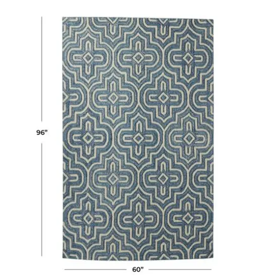 Blue Wool Modern Area Rug 5ft. x 8ft. {8}