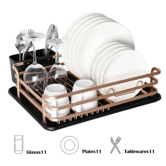 NEX&trade; Rose Gold Aluminum Compact Dish Drying Rack {7}