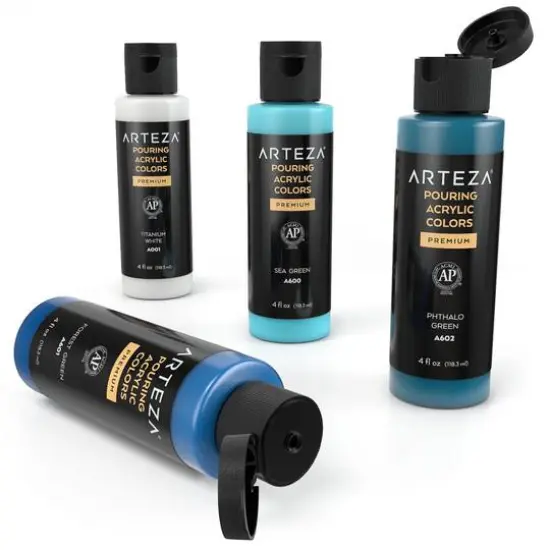 Arteza&reg; 4 Color Aqua Tones Acrylic Pouring Paint Set {5}